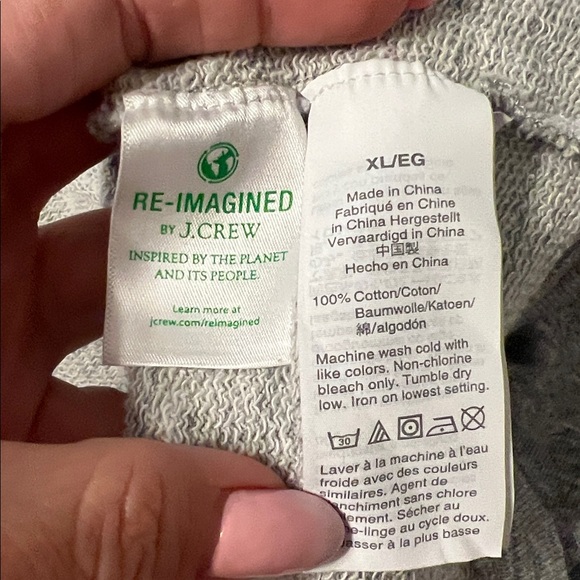 J.Crew Vintage Fleece Gray Sweatshirt Size XL 100% Cotton Re-Imagined Collection - Picture 4 of 8